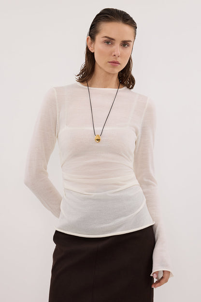 NICO OFF WHITE MERINO KNIT TOP