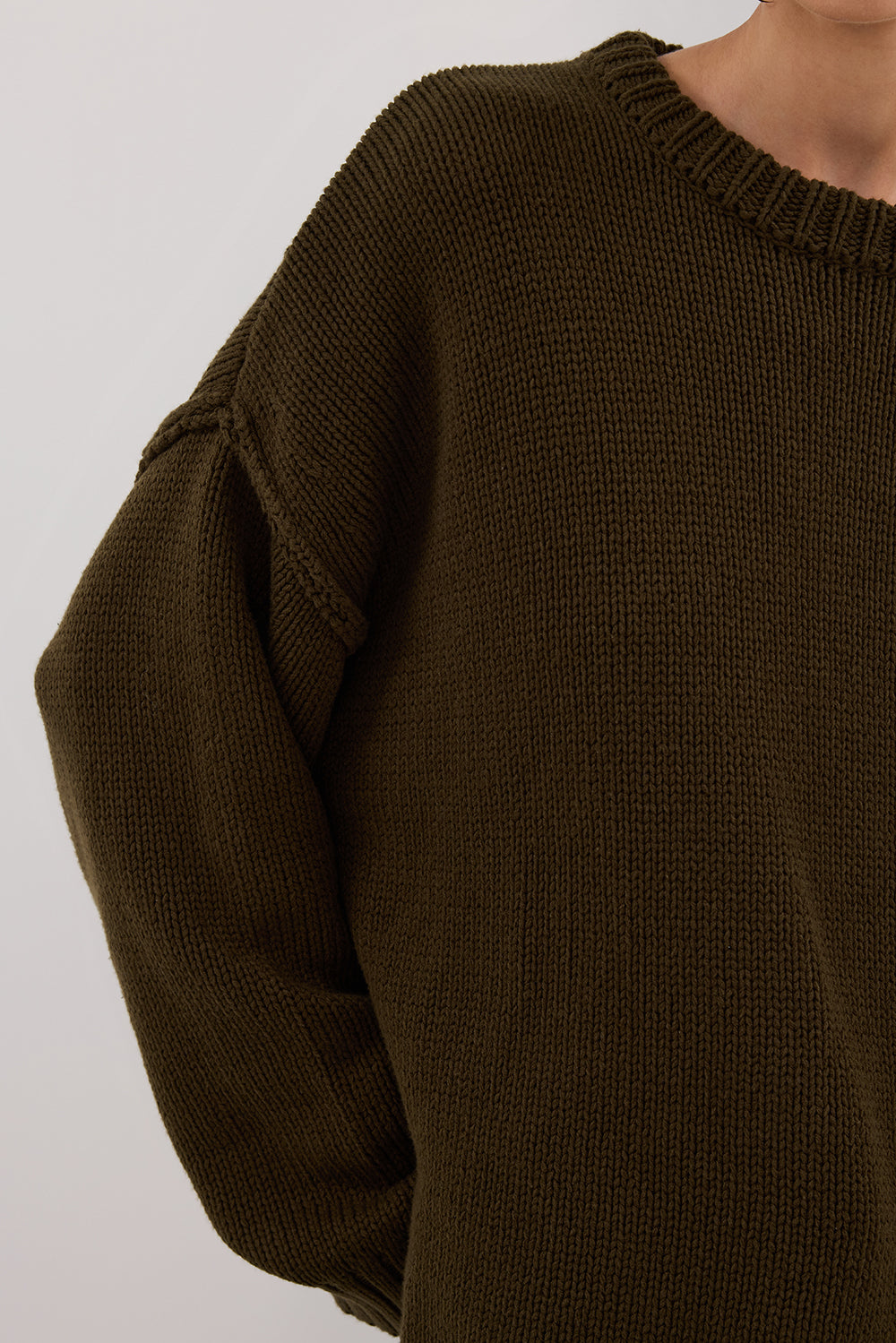 ROY OLIVE OVERSIZED LONGLINE KNIT JUMPER