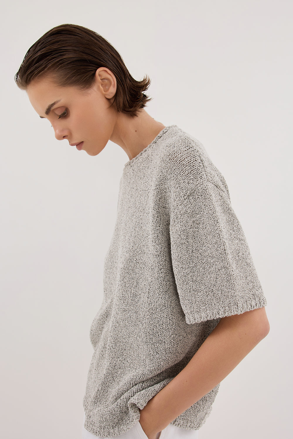 ERIN SILVER MARLE BOXY KNIT TEE