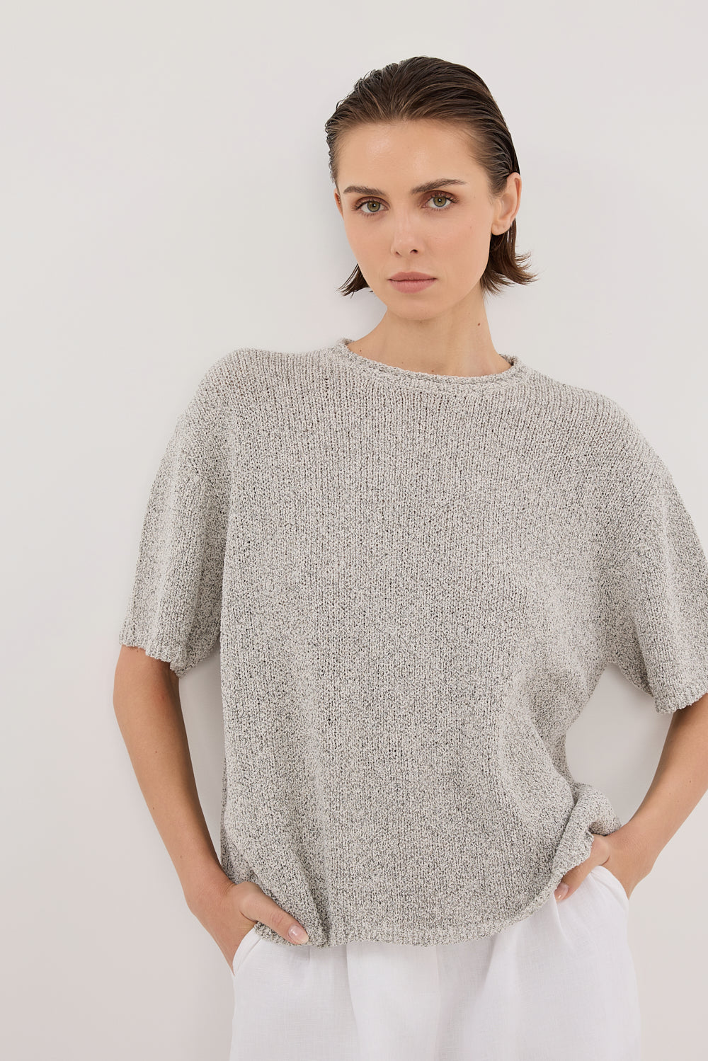 ERIN SILVER MARLE BOXY KNIT TEE