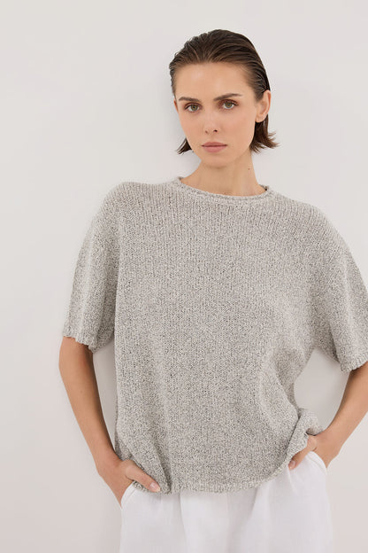 ERIN SILVER MARLE BOXY KNIT TEE