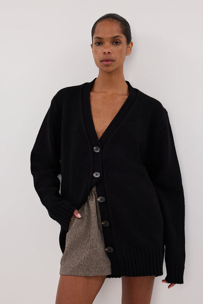 ZOE BLACK LONGLINE CARDIGAN