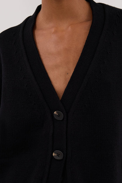 ZOE BLACK LONGLINE CARDIGAN
