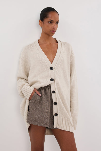 ZOE CHALK LONGLINE CARDIGAN