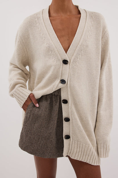 ZOE CHALK LONGLINE CARDIGAN