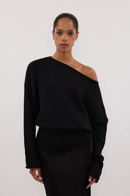JULES BLACK LONG SLEEVE KNIT TOP