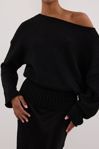 JULES BLACK LONG SLEEVE KNIT TOP