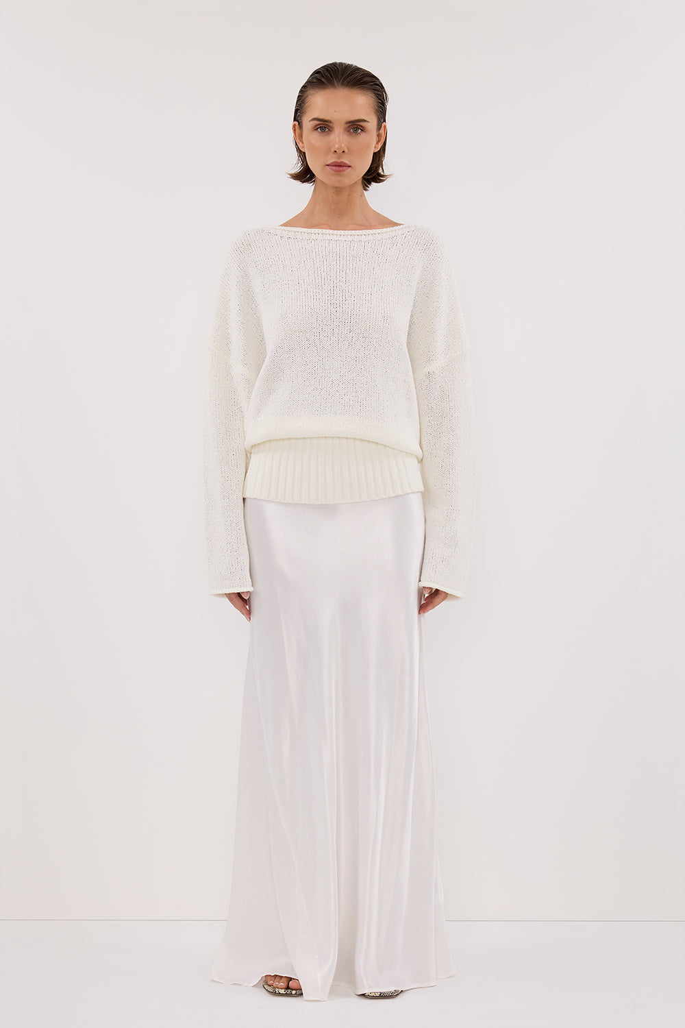 JULES WHITE LONG SLEEVE KNIT TOP