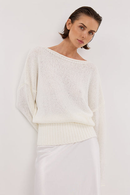 JULES WHITE LONG SLEEVE KNIT TOP