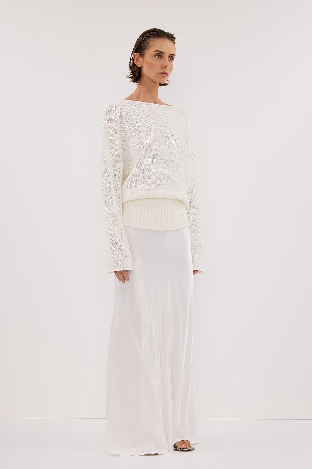 JULES WHITE LONG SLEEVE KNIT TOP