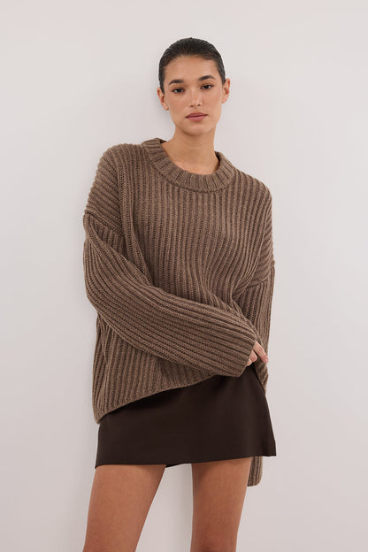 MARLEY CHOC MARLE KNIT JUMPER