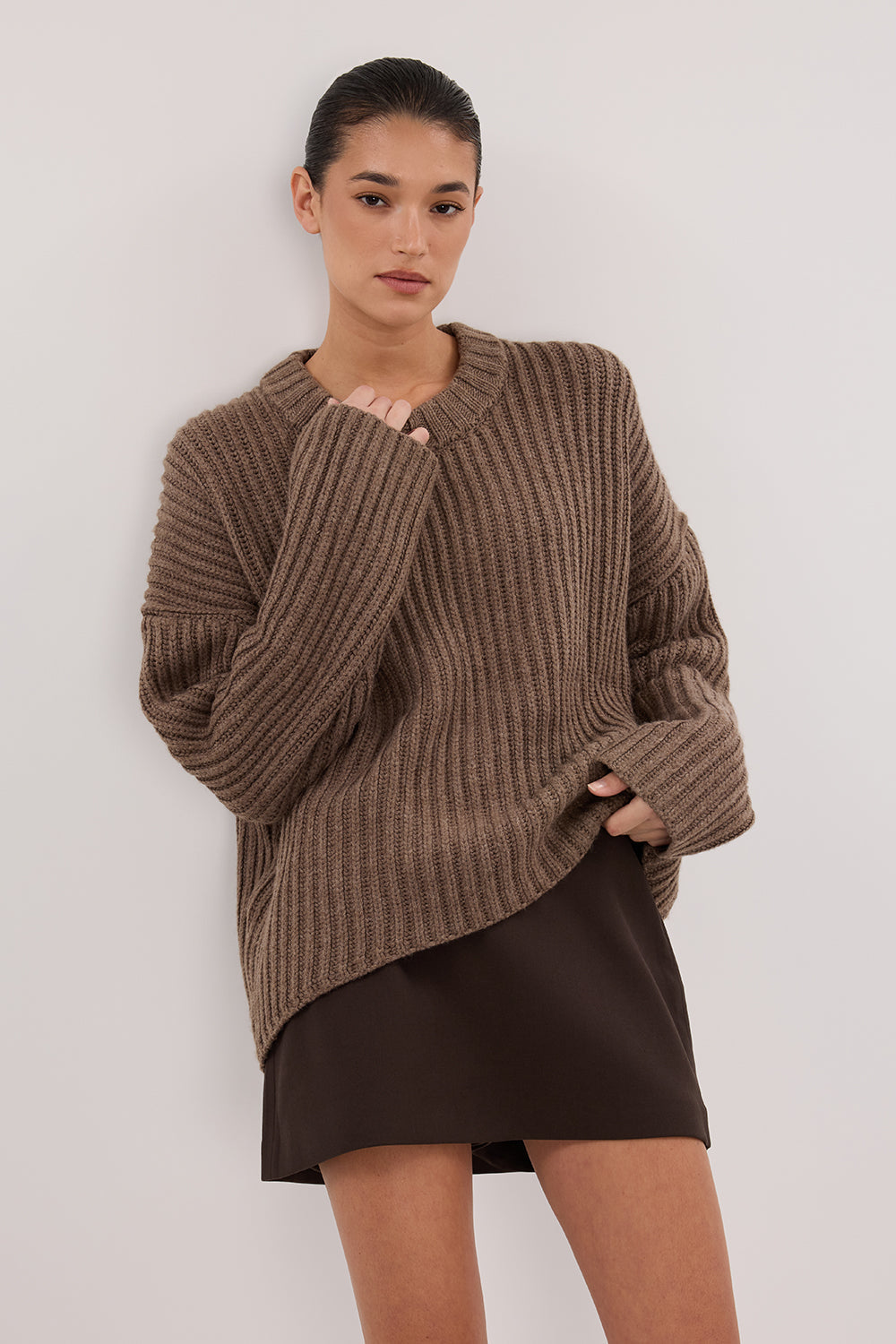 MARLEY CHOC MARLE KNIT JUMPER