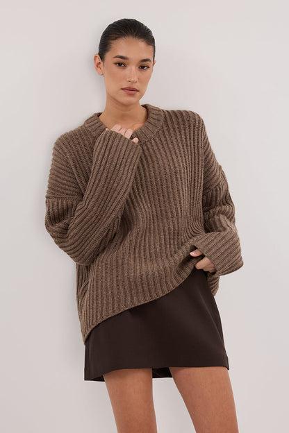 MARLEY CHOC MARLE KNIT JUMPER