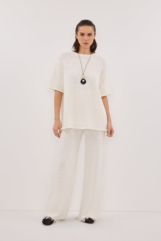 SUE OFF WHITE OVERSIZED KNIT TEE