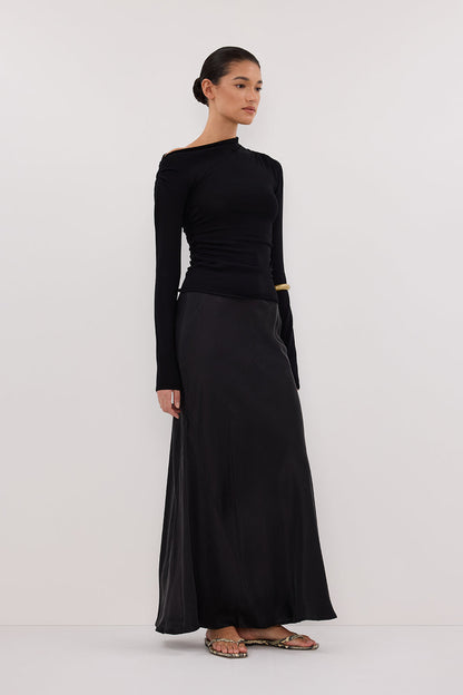 ARIEL BLACK LONG SLEEVE KNIT TOP