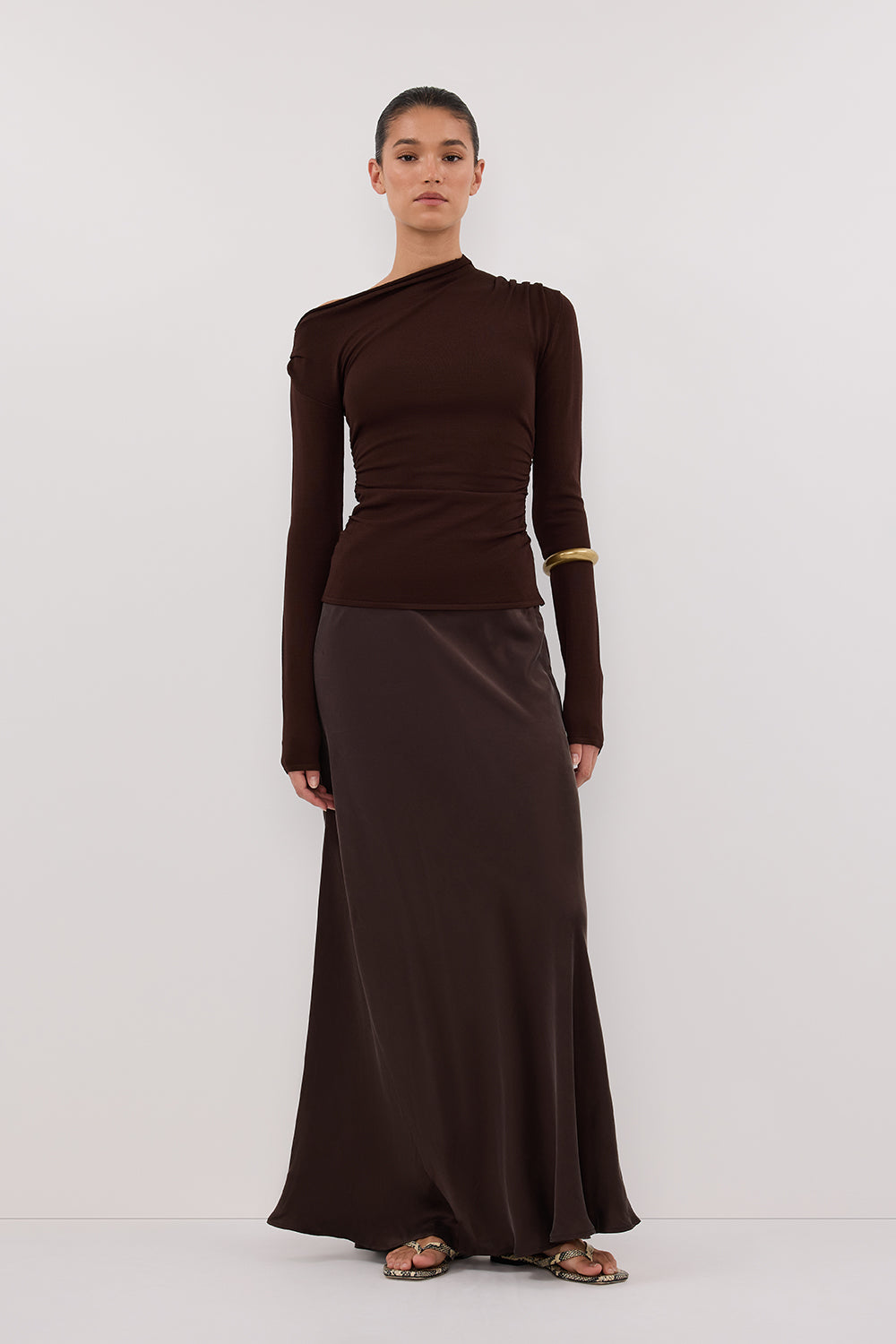 ARIEL CHOC LONG SLEEVE KNIT TOP