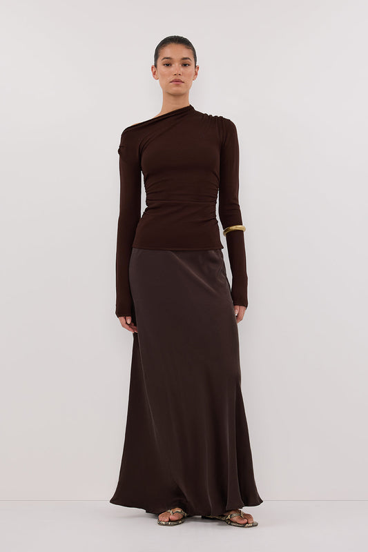 ARIEL CHOC LONG SLEEVE KNIT TOP