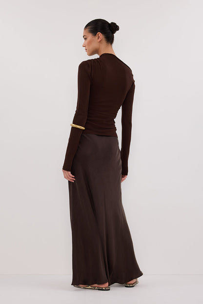 ARIEL CHOC LONG SLEEVE KNIT TOP