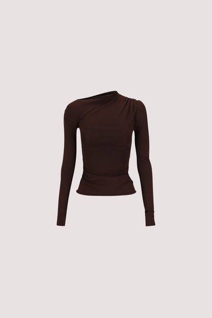 ARIEL CHOC LONG SLEEVE KNIT TOP