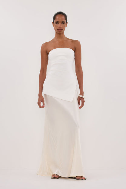 LUKE OFF WHITE LONGLINE BANDEAU TOP