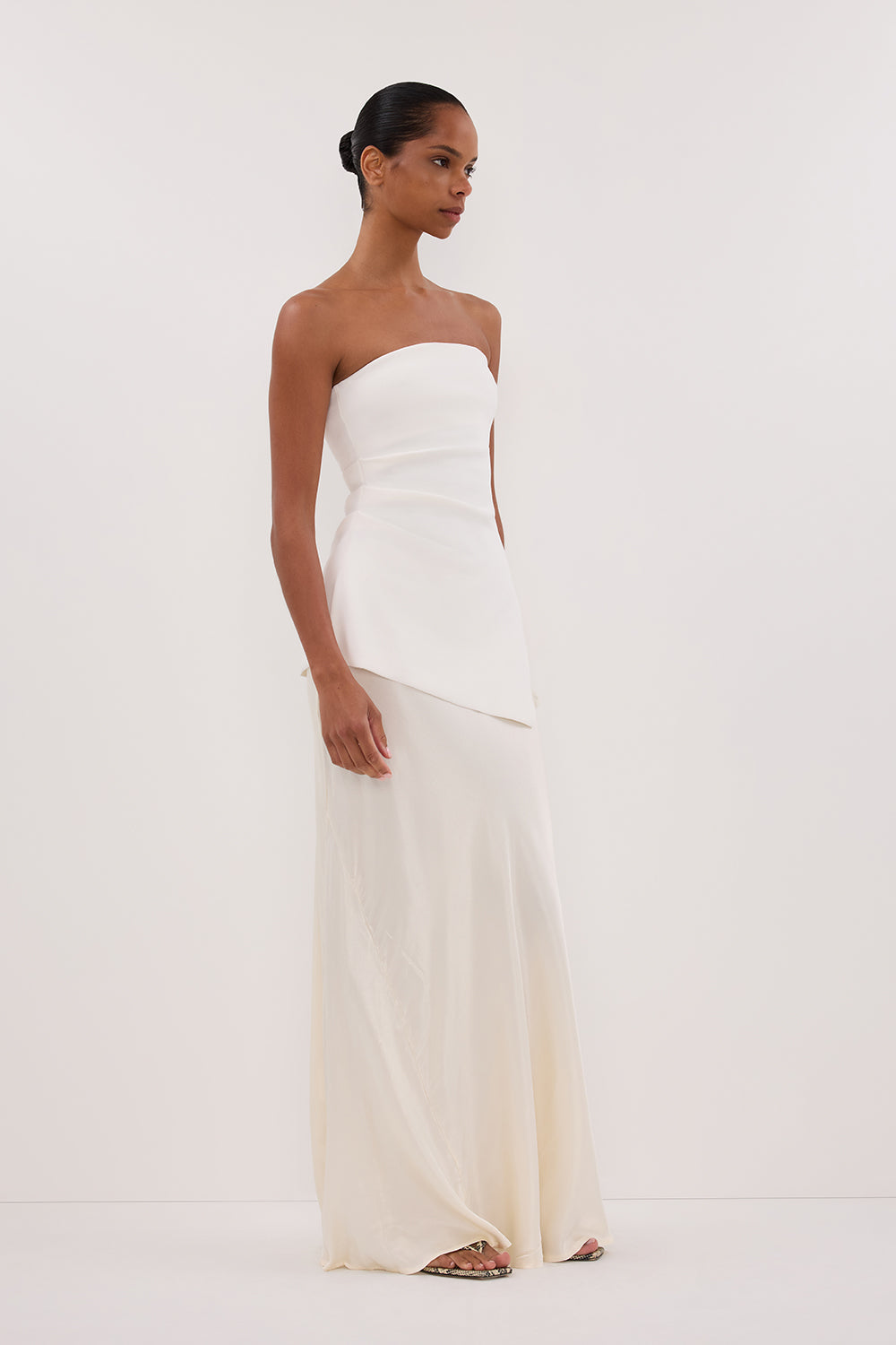 LUKE OFF WHITE LONGLINE BANDEAU TOP