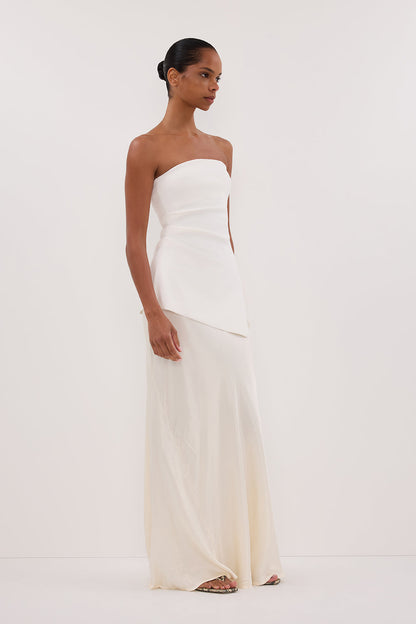 LUKE OFF WHITE LONGLINE BANDEAU TOP