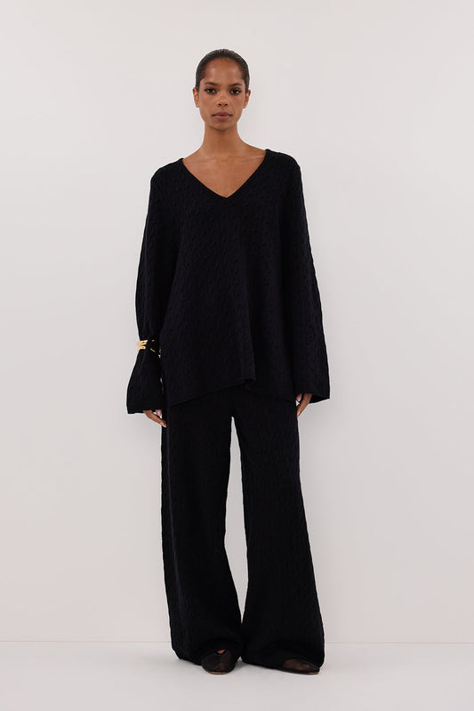 MAREN BLACK CABLE KNIT JUMPER