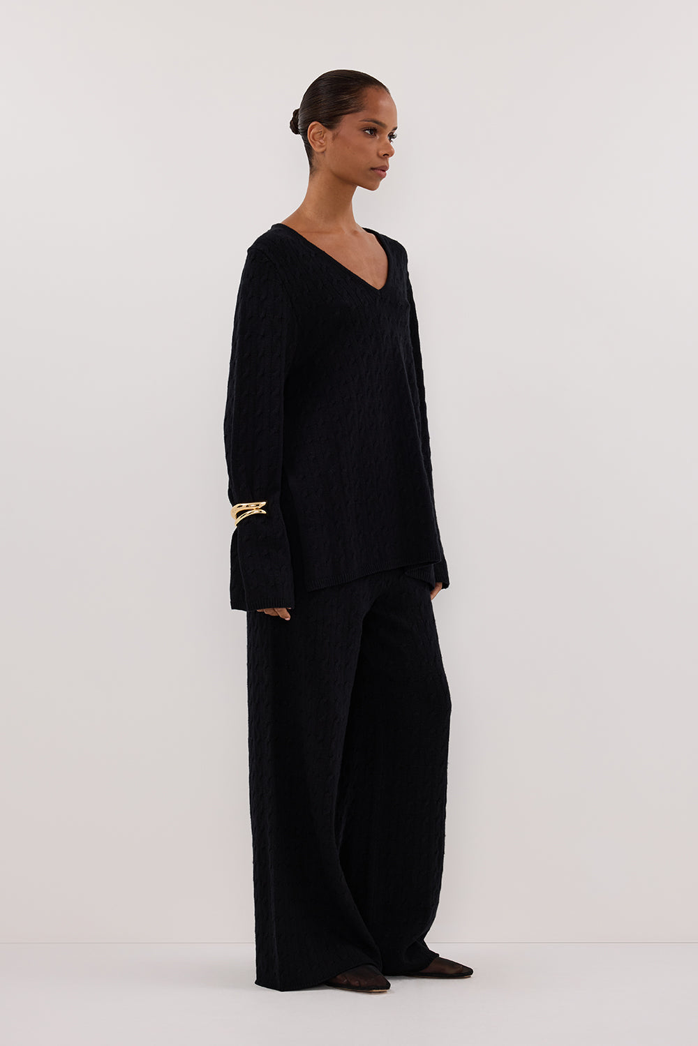 MAREN BLACK CABLE KNIT JUMPER