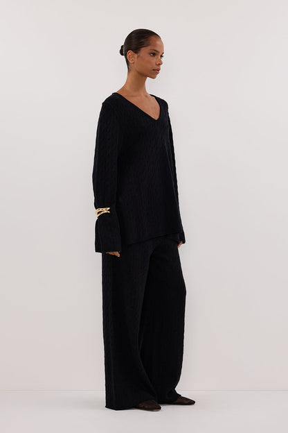 MAREN BLACK CABLE KNIT JUMPER