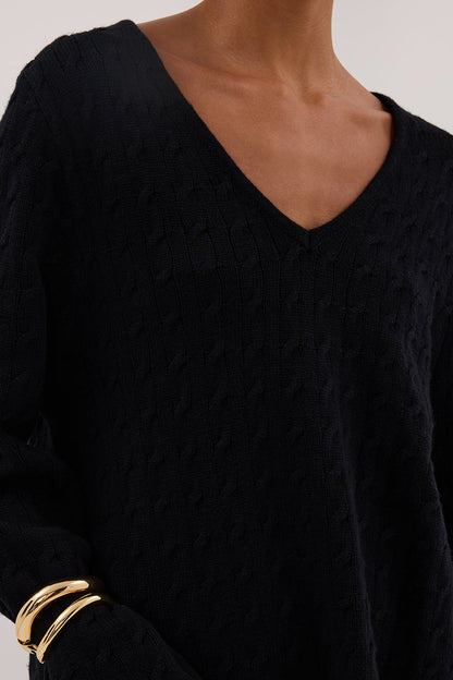 MAREN BLACK CABLE KNIT JUMPER