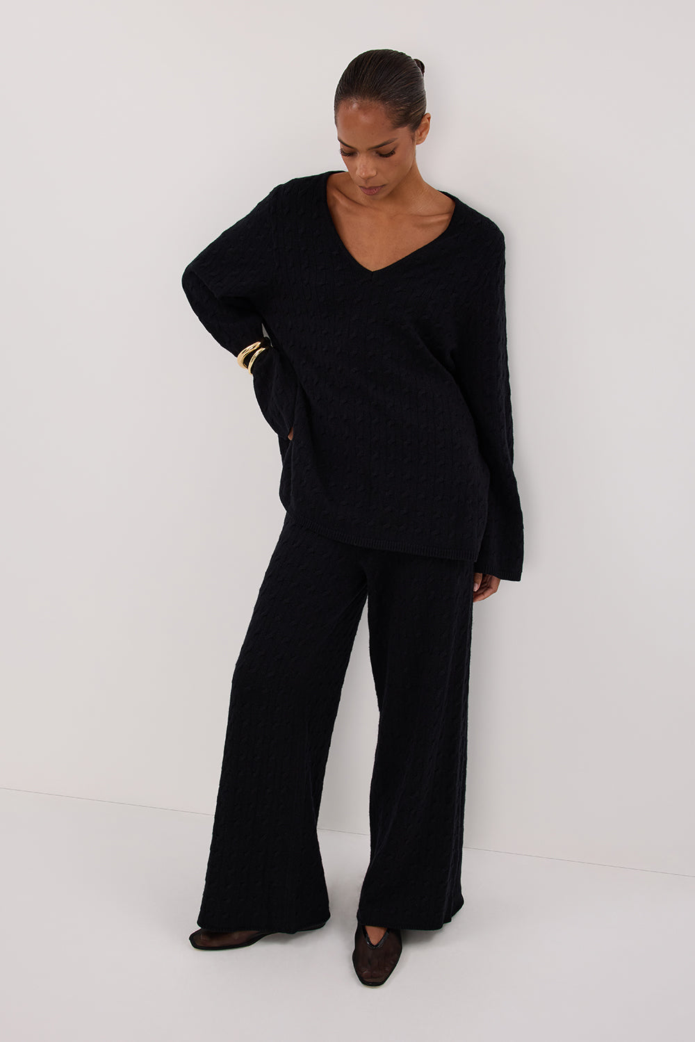 MAREN BLACK CABLE KNIT JUMPER