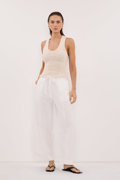 ASPEN SANDSTONE SLEEVELESS RACER KNIT TOP