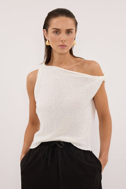 KARA OFF WHITE ASYM KNIT TOP