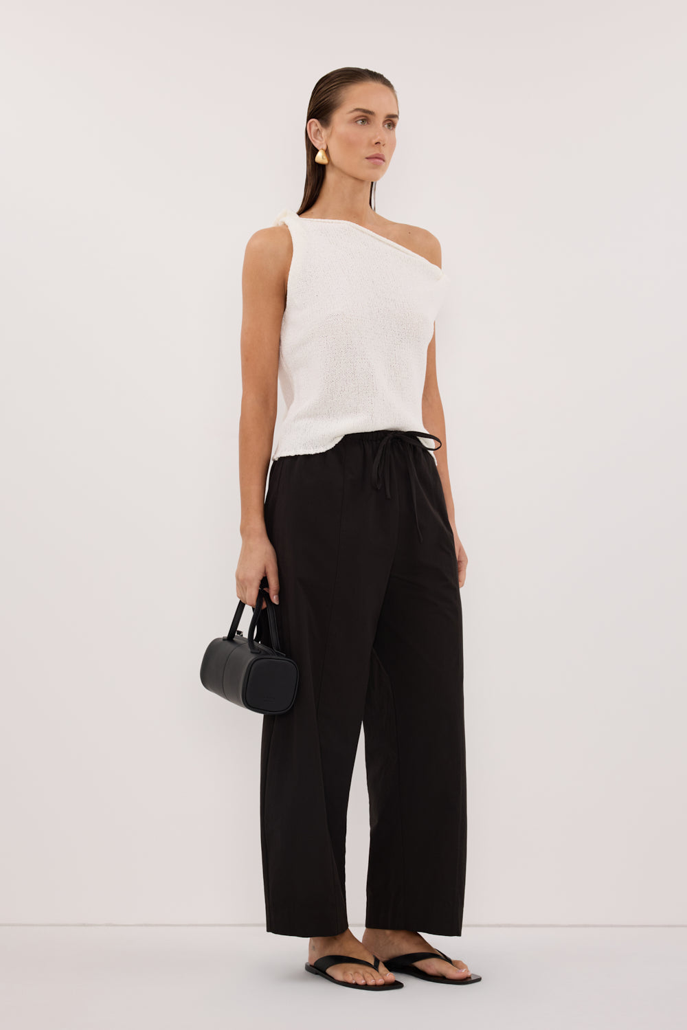 KARA OFF WHITE ASYM KNIT TOP