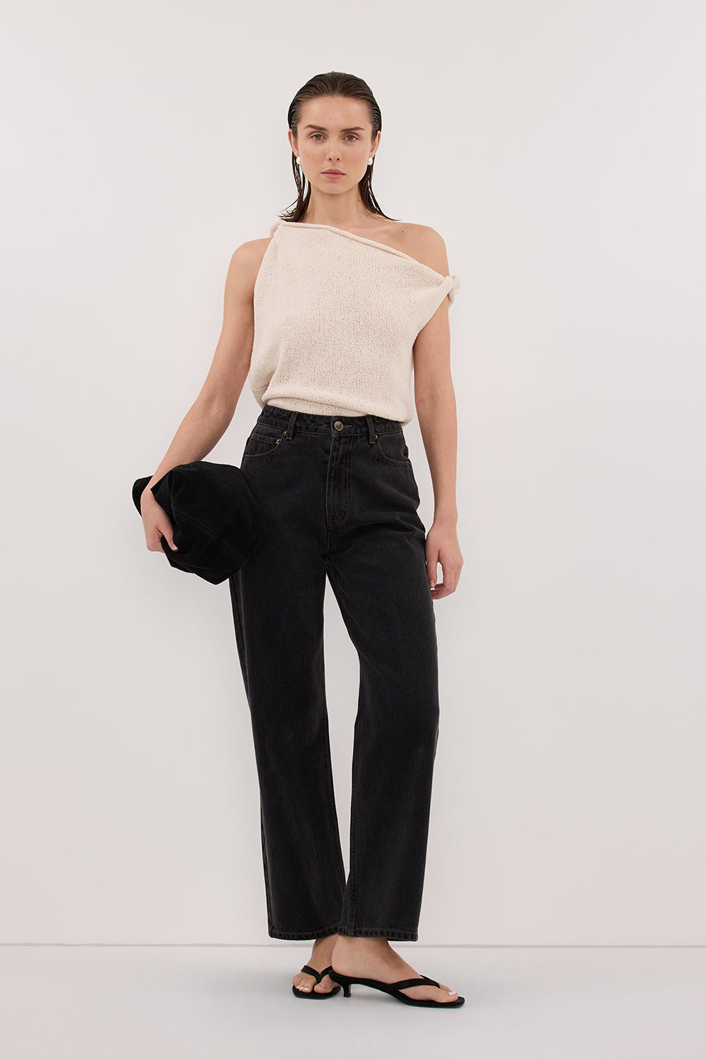 KARA SANDSTONE ASYM KNIT TOP