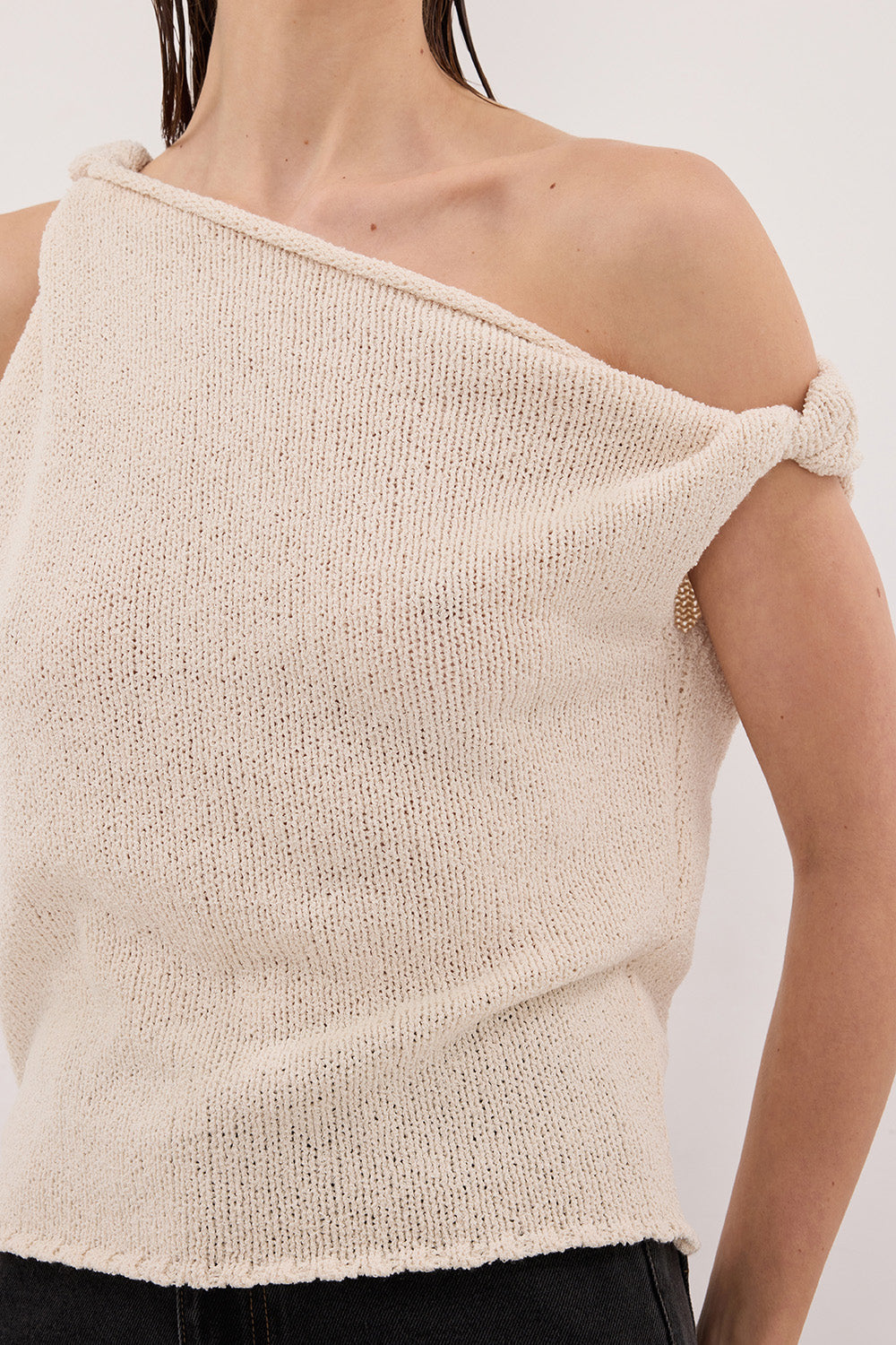 KARA SANDSTONE ASYM KNIT TOP