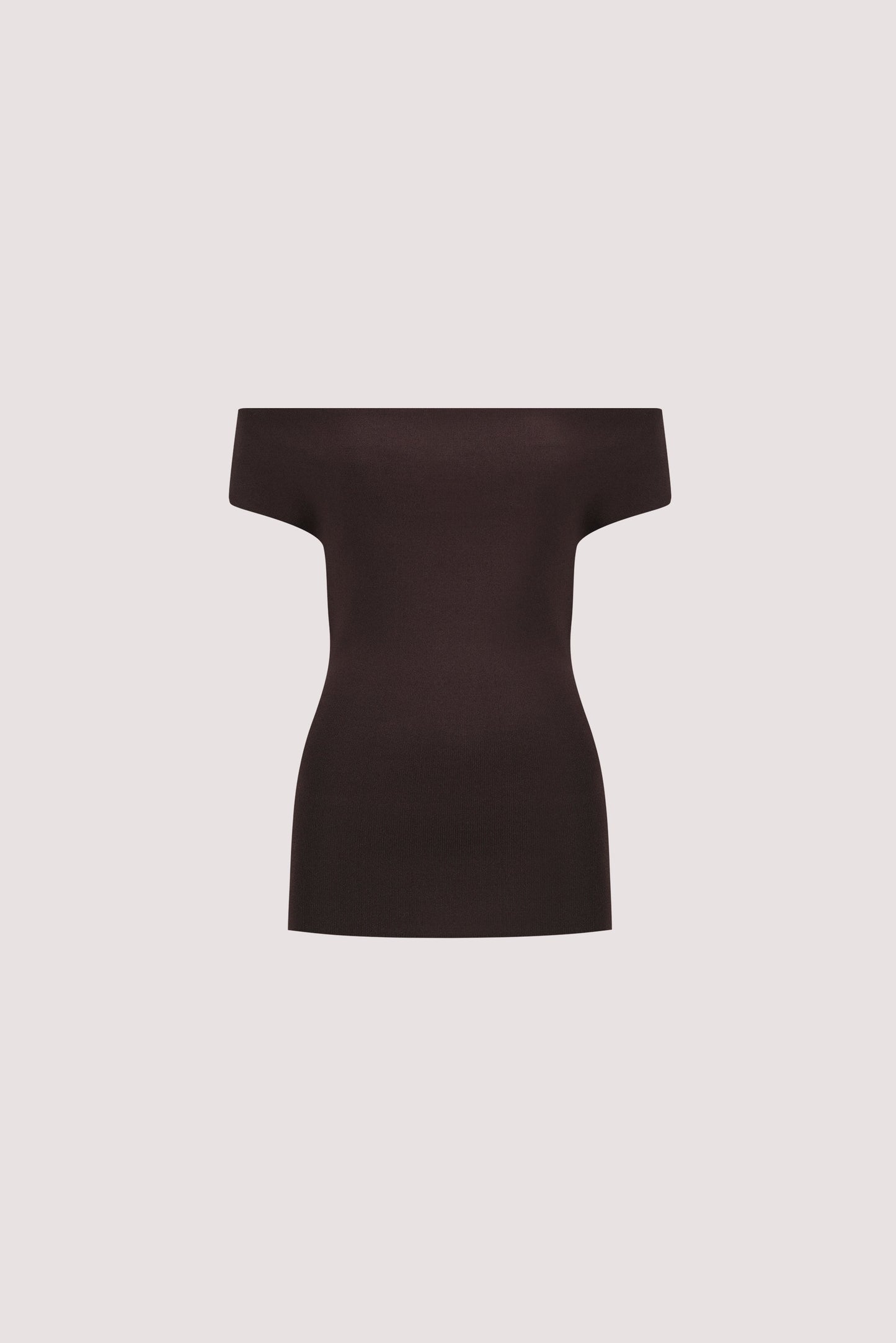 ASTRID BURNT CHOC OFF SHOULDER KNIT TOP