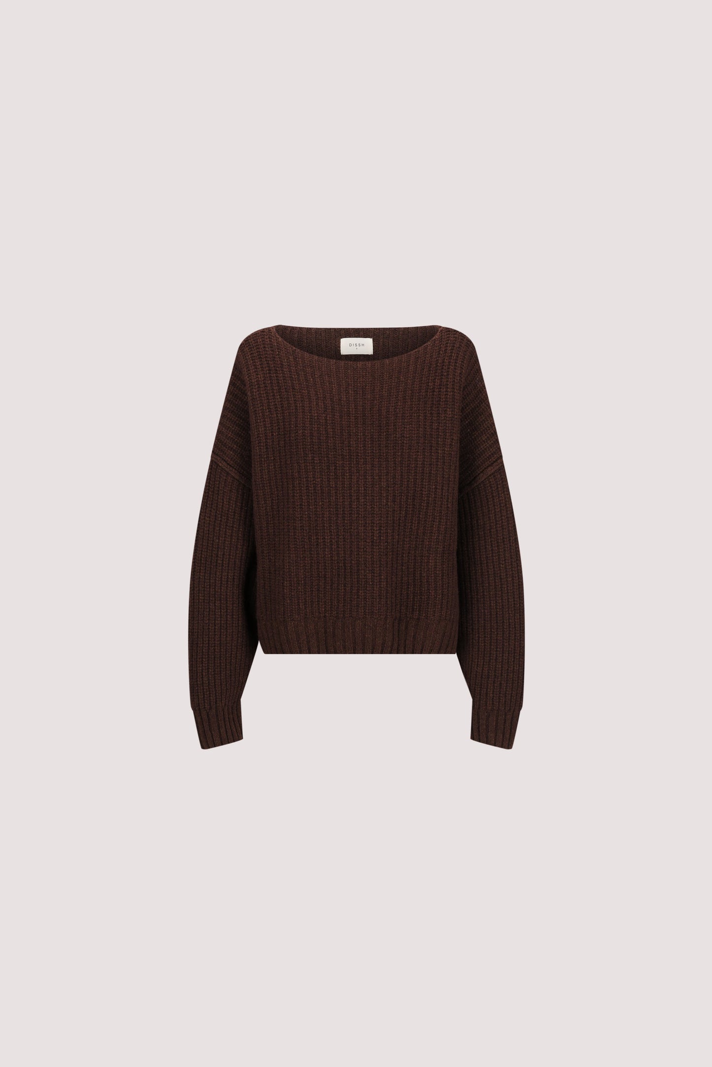 LIN CHOCOLATE BOAT NECK KNIT JUMPER
