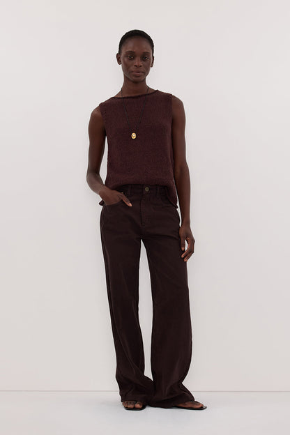 DINA CHOC SLEEVELESS KNIT TOP