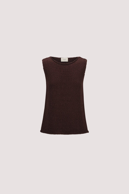 DINA CHOC SLEEVELESS KNIT TOP