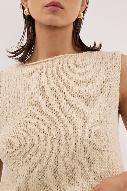DINA NATURAL SLEEVELESS KNIT TOP
