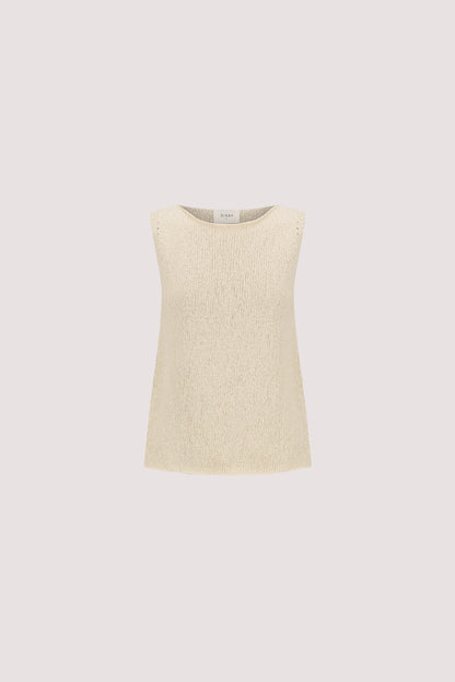 DINA NATURAL SLEEVELESS KNIT TOP