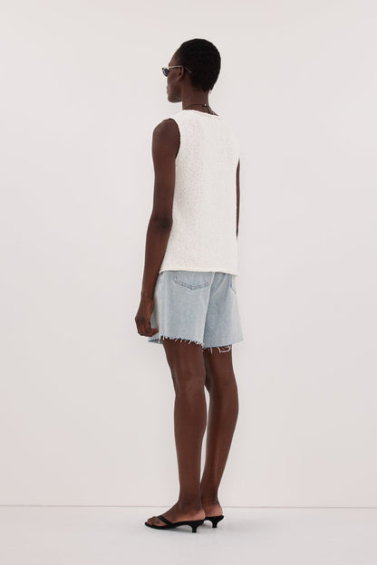 DINA OFF WHITE SLEEVELESS KNIT TOP