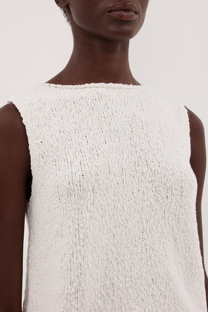 DINA OFF WHITE SLEEVELESS KNIT TOP