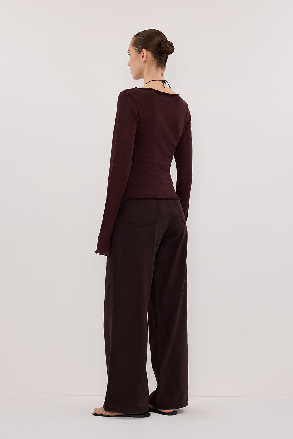 BLAKE PLUM LONG SLEEVE BOAT NECK KNIT TOP