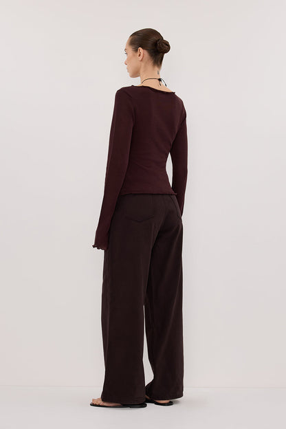 BLAKE PLUM LONG SLEEVE BOAT NECK KNIT TOP