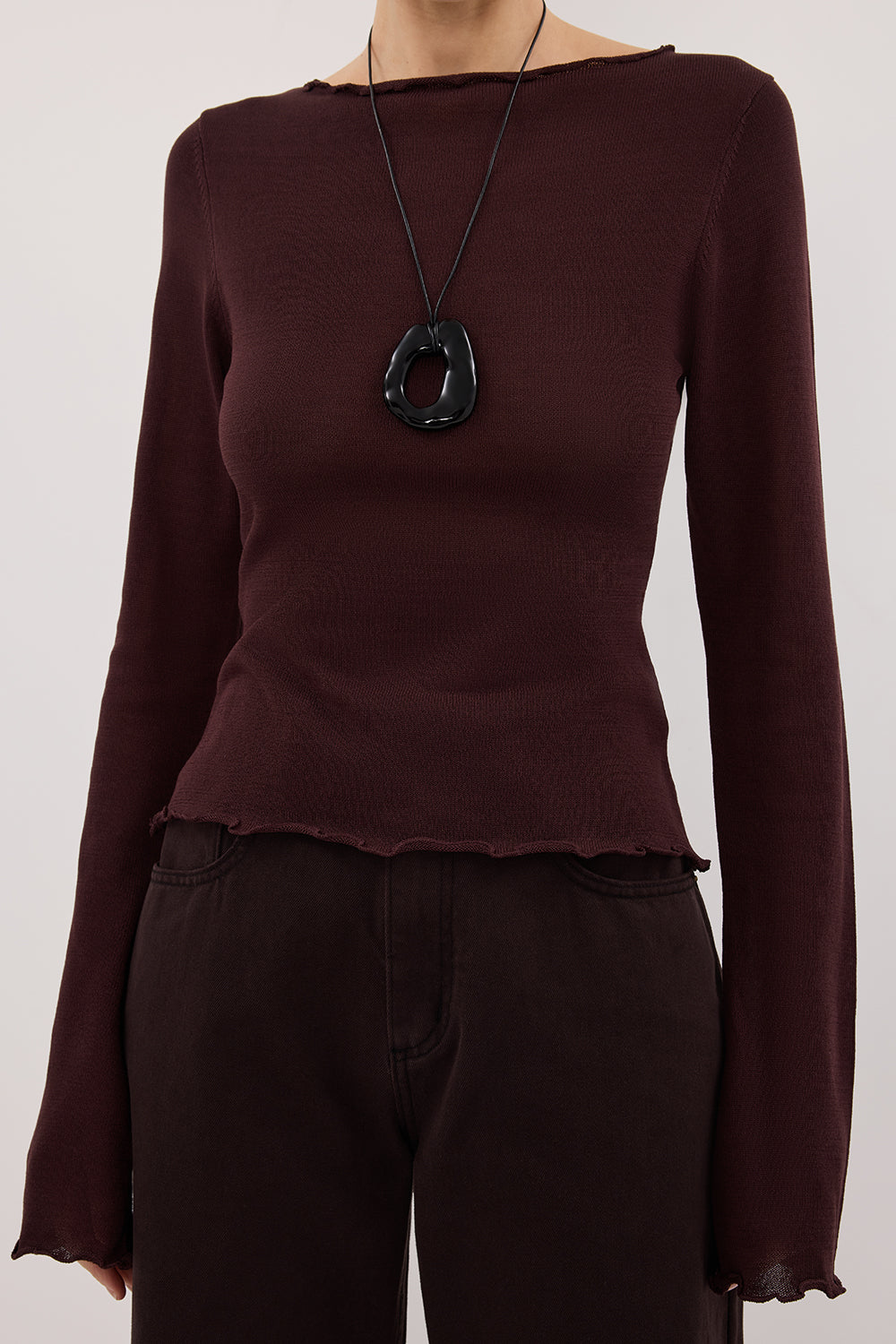 BLAKE PLUM LONG SLEEVE BOAT NECK KNIT TOP