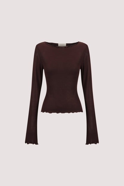 BLAKE PLUM LONG SLEEVE BOAT NECK KNIT TOP