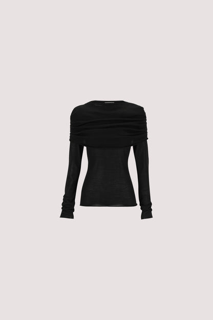 IVY BLACK MERINO LONG SLEEVE TOP