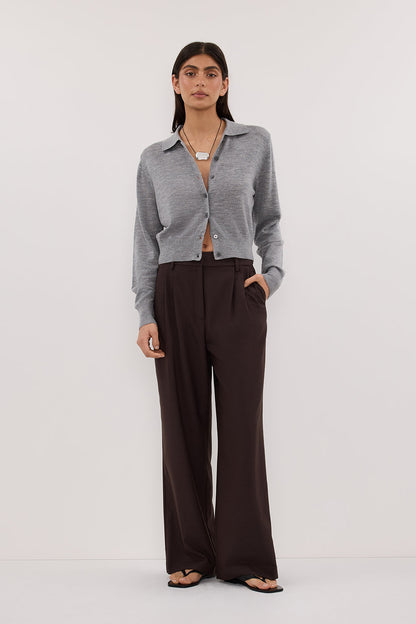 KYRA SILVER LONG SLEEVE MERINO WOOL CARDIGAN